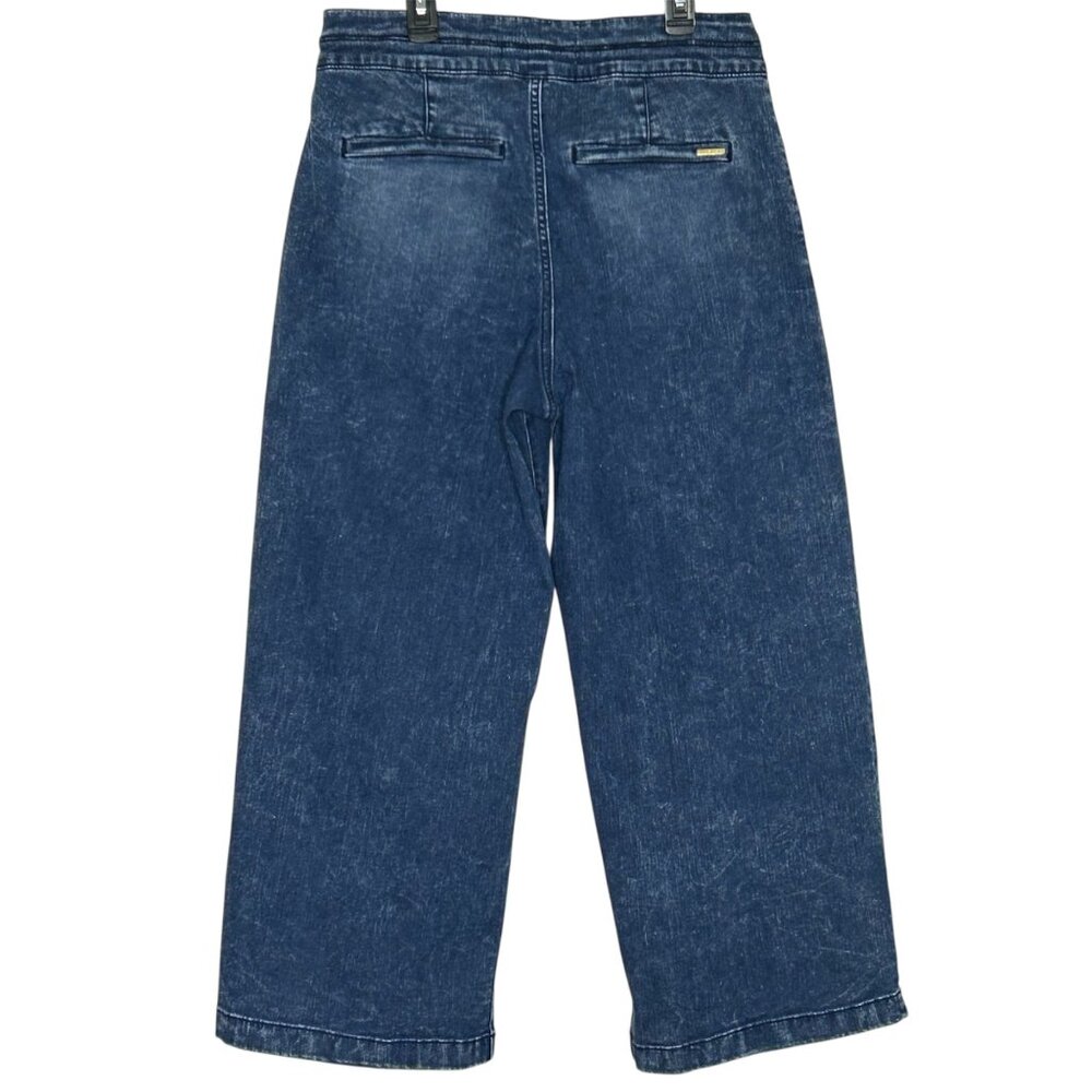 Anne Klein Women's Wide Leg Crop High Rise Blue Jean size 12 - Picture 2 of 16